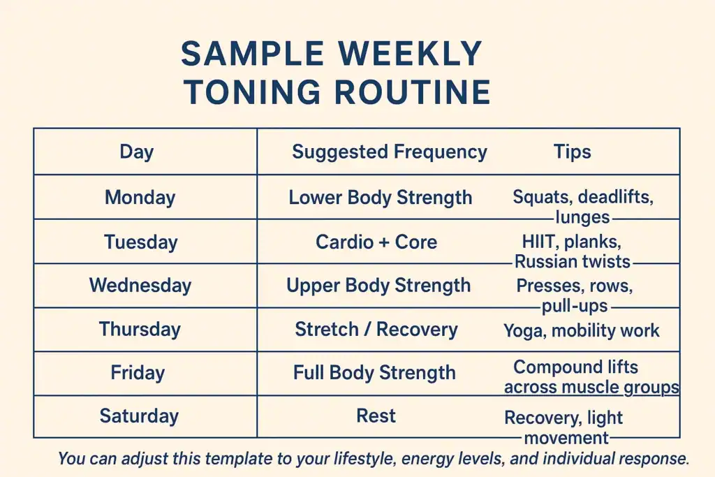 Achieving the Perfect Tone: How Often Should You Exercise for Results? 4 Weekly exercise Bournemouth plan graphic
