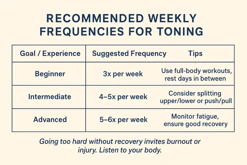 Achieving the Perfect Tone: How Often Should You Exercise for Results? 2 Graphic to show how often you should do exercise to help with toning Bournemouth