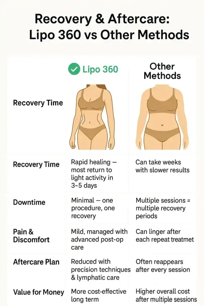 Recovery and Aftercare for Fat-Dissolving Surgery 2 Table to show fat dissolving injection aftercare Bournemouth