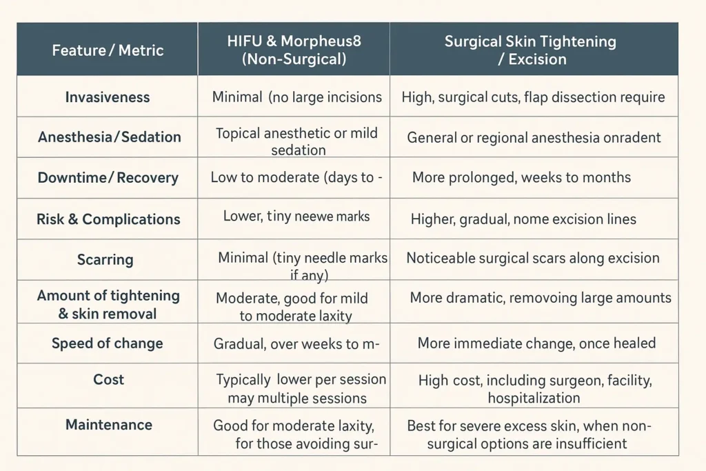 The Science of Skin Tightening 2 Table of skin tightening Bournemouth benefits compared to surgical options
